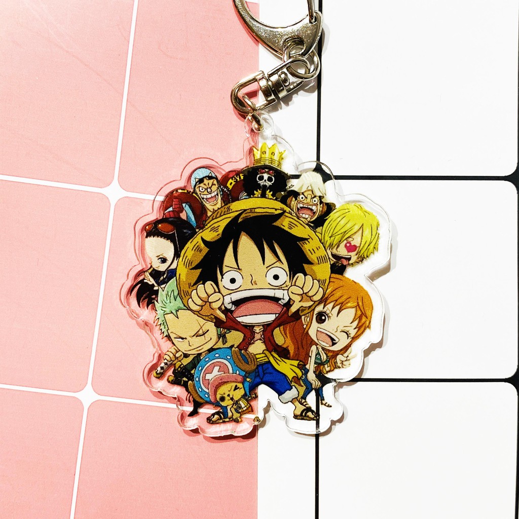 ( Mica trong acrylic ) Móc khóa One Piece Đảo Hải Tặc ver cả nhóm Luffy quà tặng xinh xắn dễ thương anime chibi