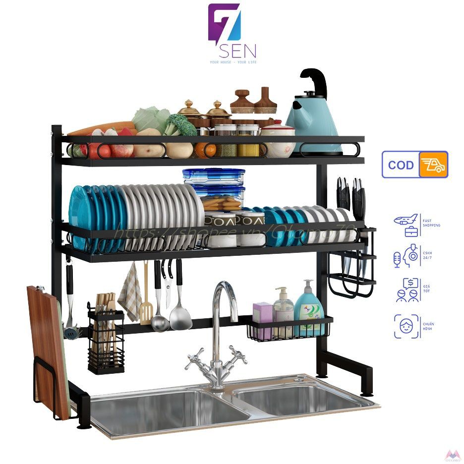 Kệ Để Bát Chén Trên Chậu Rửa Tiện Lợi Sạch Sẽ Khô Ráo, Giá Úp Bát Chén, Giá Để Dao Thớt