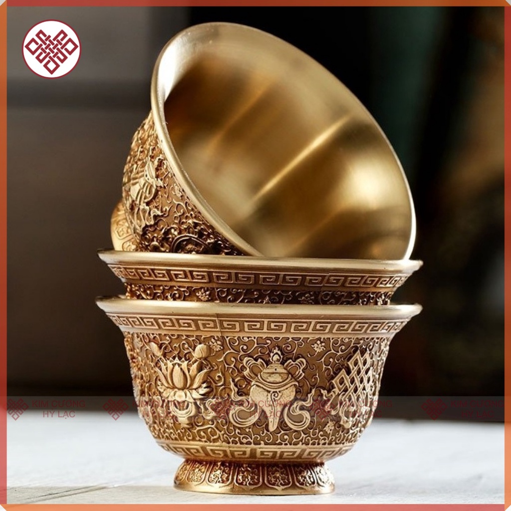 Chén Đồng Đồ Thờ Cúng Mật Tông [Kim Cương Hỷ Lạc] Đồng Cao Cấp