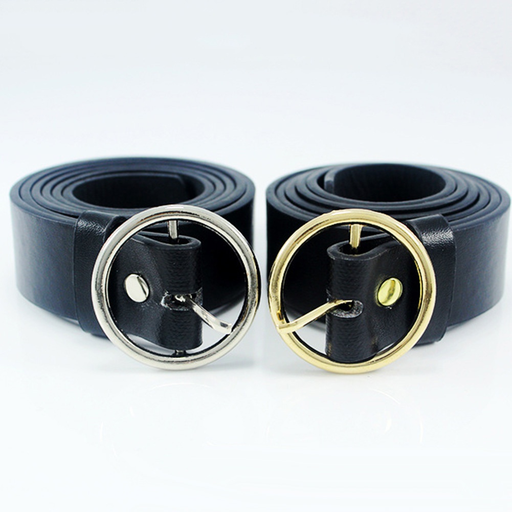 Thắt lưng quần jean giả da khóa chốt bằng kim loại hình tròn thời trang cho nữ