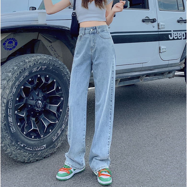 Quần Jeans Nữ Lưng Cao Ống Rộng Thời Trang Hàn Quốc
