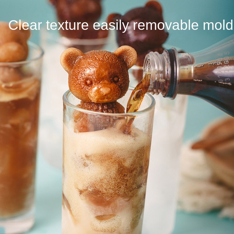 Khuôn Làm Đá / Kem Bằng Silicon Hình Gấu Ba Chiều Dễ Thương