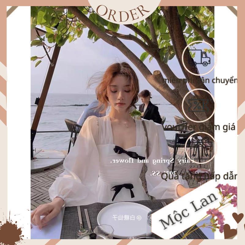 SẴNĐầm trắng xoè tầng voan ulzzang tiểu thư đính nơ công chúa xinh dự tiệc prom/Váy bánh bèo tay bồng vintage retro | BigBuy360 - bigbuy360.vn