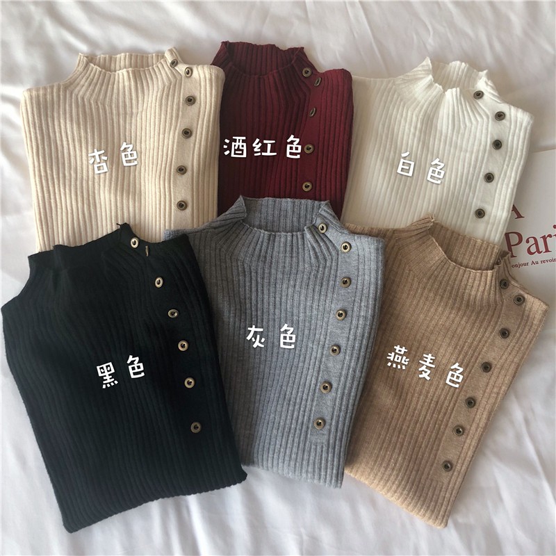 Áo Sweater Dệt Kim Cổ Lọ Dáng Ôm Thời Trang Xuân Thu Phong Cách Hàn Quốc Mới | BigBuy360 - bigbuy360.vn
