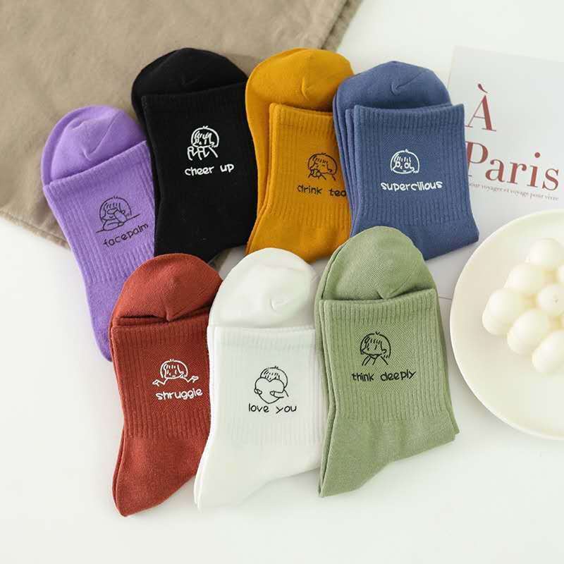 Vớ cotton Nữ Hình Emoji Dễ Thương