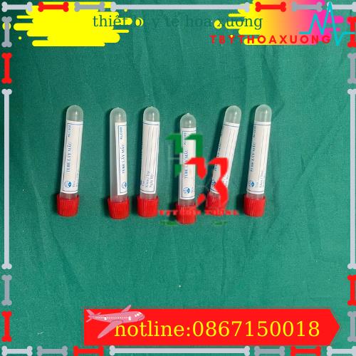 túi 500 Ống nghiệm nhựa dẻo PP màu trắng có nắp đỏ không nhãn , có nhãn 5ml