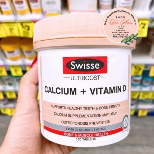 Viên Uống Bổ Sung Canxi Swisse Calcium + Vitamin D Của Úc