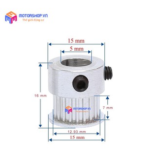 MTS Puly Bánh Răng Nhôm MXL 20 Răng Bản 7mm Trục 5mm