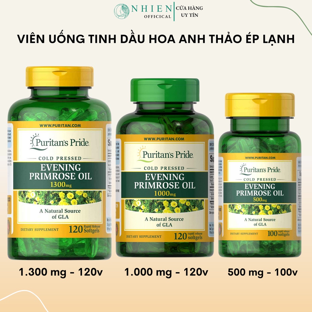 Viên uống nội tiết tố nữ dầu hoa anh thảo giảm mụn nội tiết, cân bằng nội tiết Puritan's Pride 120 viên
