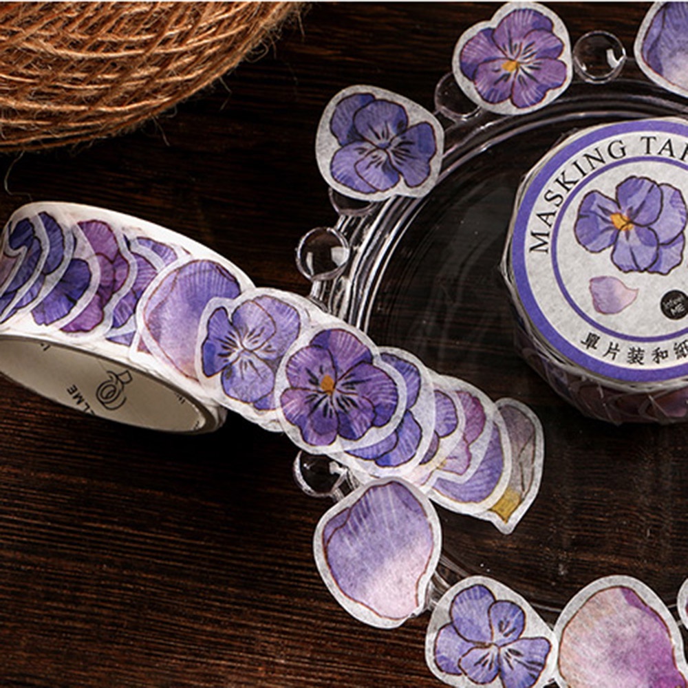 Cuộn 100 Miếng Dán Trang Trí Sổ Lưu Niệm Hình Hoa/Bướm/Bướm DIY