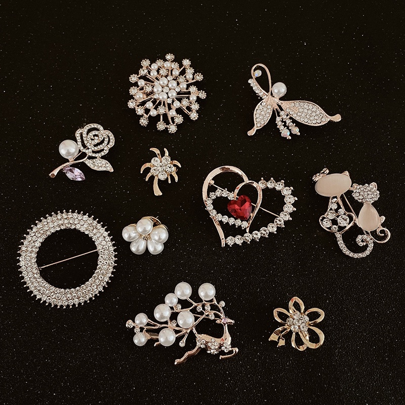 Trâm Cài Áo Đính Đá Ngọc Trai Cao Cấp Phong Cách Hàn Quốc