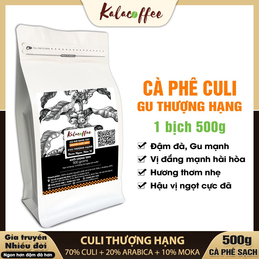 Cafe Culi Cà Phê Thượng Hạng KALACOFFEE nguyên chất 100% vị đắng đậm thơm ngọt hậu dùng pha phin ngon | BigBuy360 - bigbuy360.vn