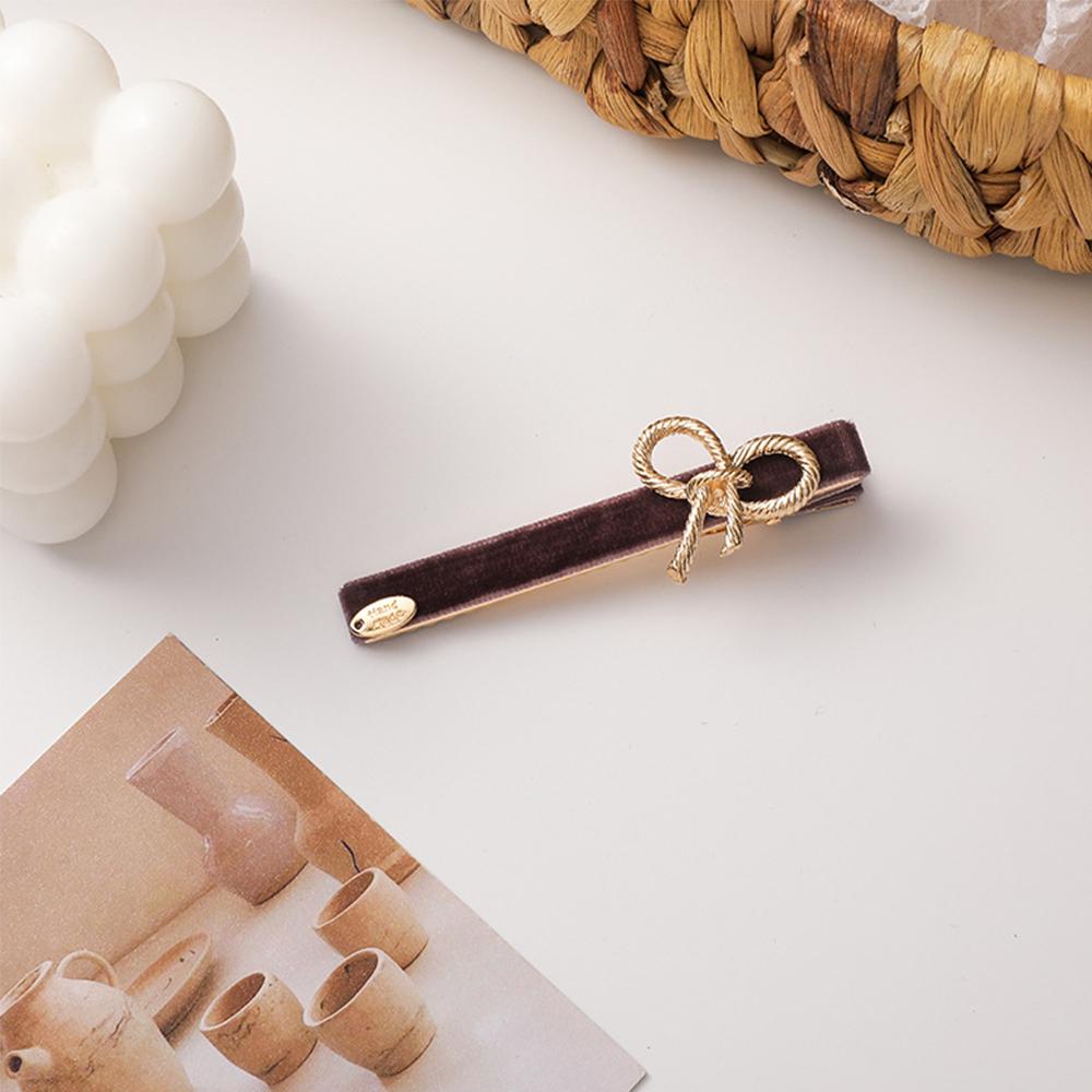 IVORY Kẹp Tóc Hình Nơ Vải Nhung Phong Cách Retro Hàn Quốc