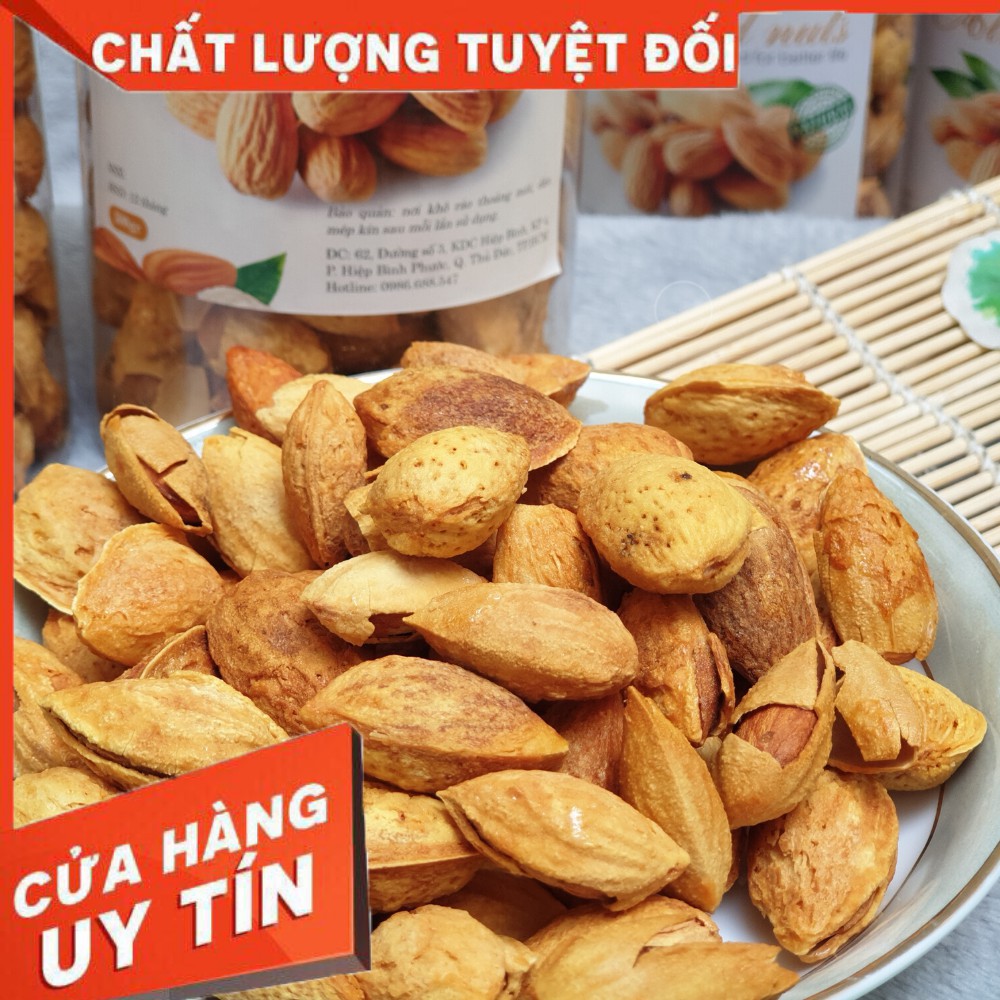 Hạt hạnh nhân Mỹ rang bơ, 500gr, vỏ lụa siêu mỏng, giòn tan Hoàn toàn tự nhiên