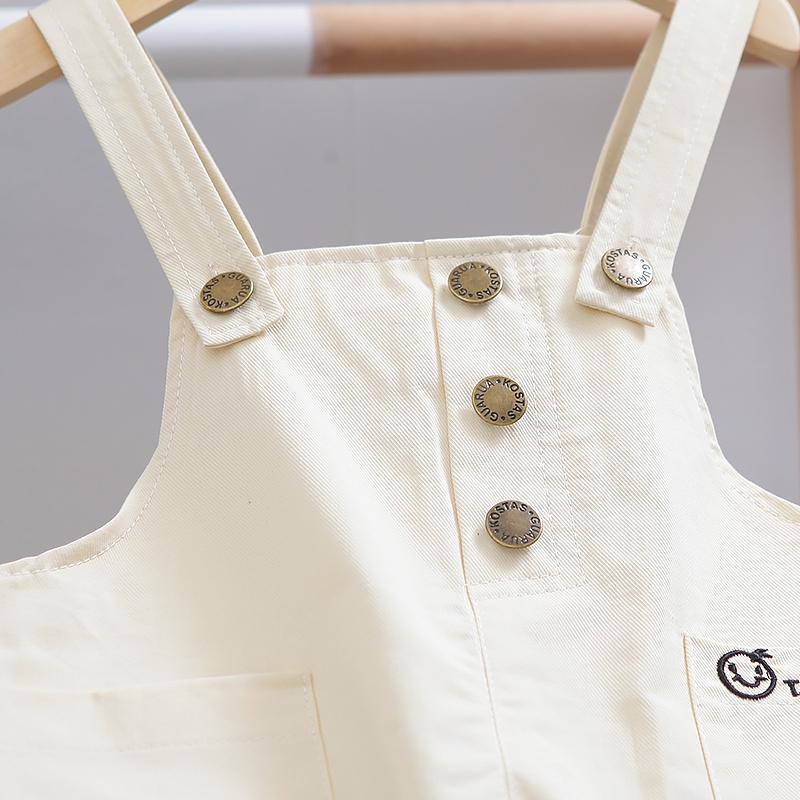 Set áo thun tay ngắn và quần yếm in hình mặt cười cho bé