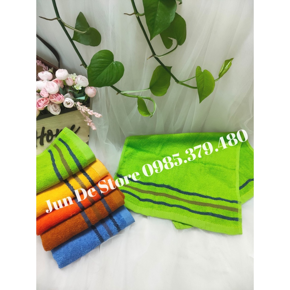 Khăn mặt 3 dòng kẻ 30x50 ♥️ SIÊU RẺ ♥️ Khăn cotton nhẹ, màu sắc đẹp, thấm hút nước, nhanh khô