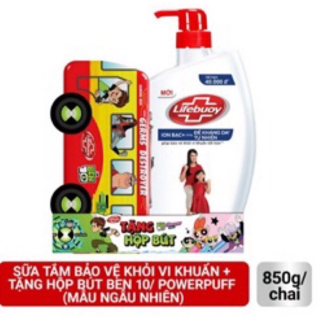 Sữa tắm lifebuoy bảo vệ vượt trội kháng khuẩn 850gr tặng kèm hộp bút đáng yêu