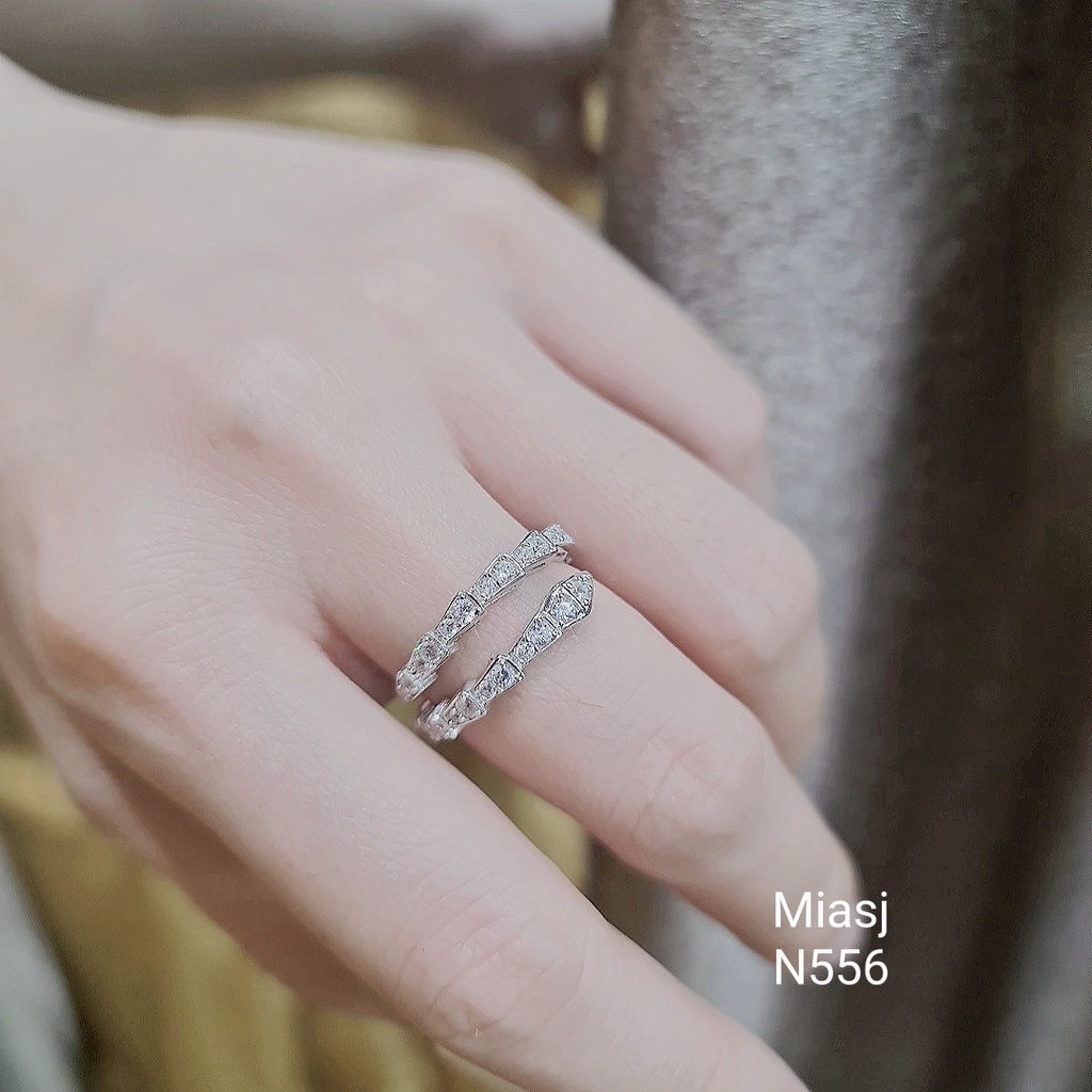 Nhẫn hình rắn bạc Ý S925 MiASJ N556 nữ nạm đá cao cấp, sang trọng