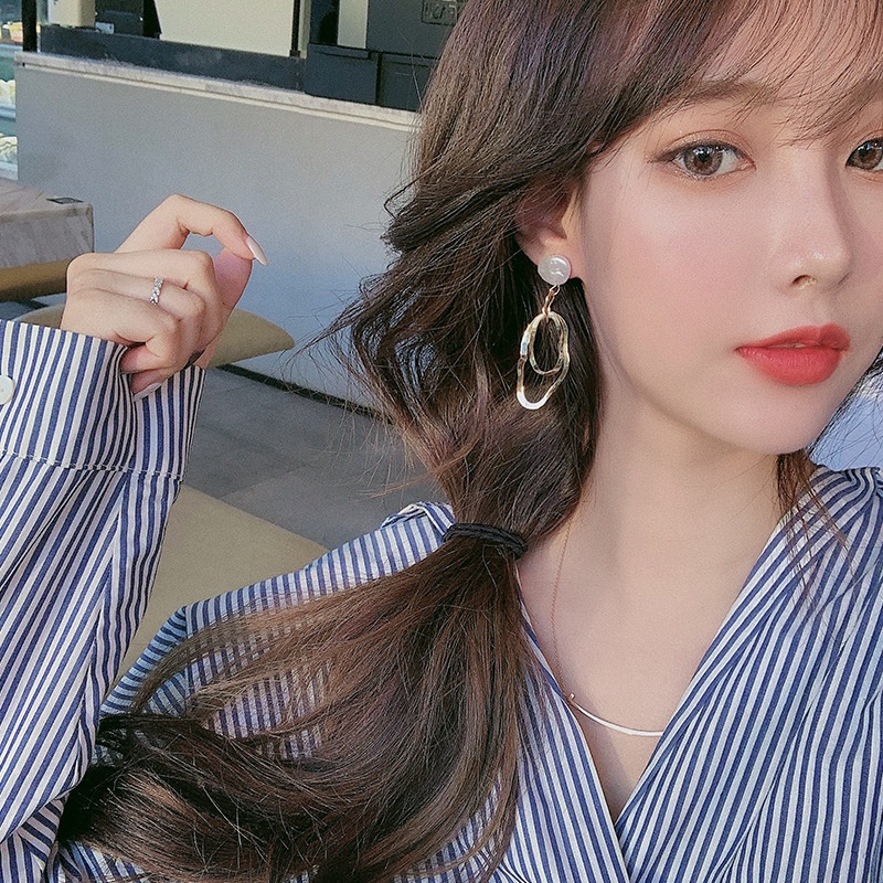 Khuyên tai kẹp không bấm lỗ chốt điều chỉnh K074 bằng hợp kim mạ vàng hình khối bigsize dáng dài Leous Accessories