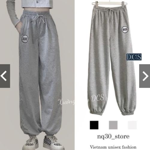 Quần Jogger Bus unisex quần ống xuông có dây rút thêu chữ Xưởng May DCS