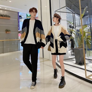 Áo len Cardigan Unisex kẻ sóng