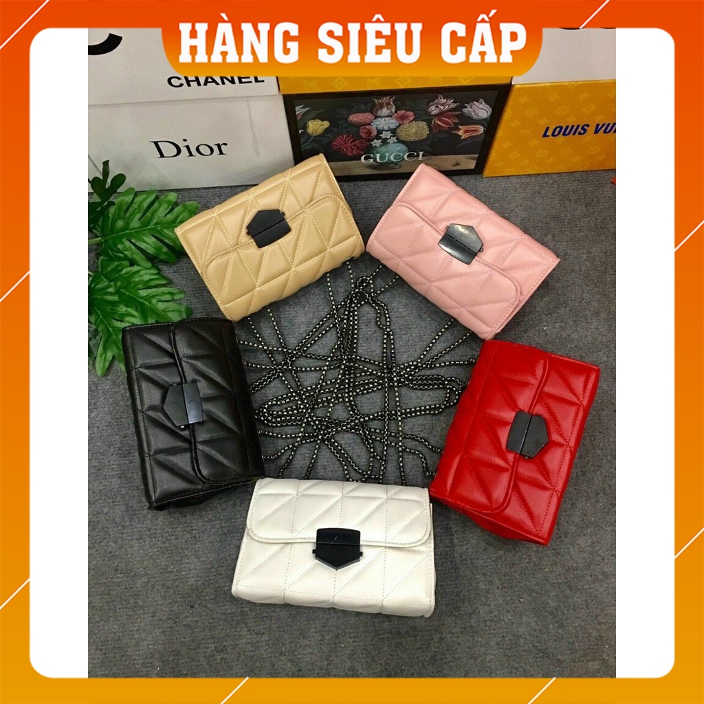 [Hàng Đẹp] Túi Xách Nữ Đeo Chéo Trần Chỉ Khóa Đen Sz 19 - TSN19327 - Freeship