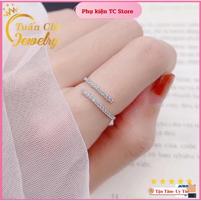 ⚡ẢNH THẬT⚡ Nhẫn Bạc Nữ Cá Tính, Nhẫn Đeo Ngón Trỏ Đính Đá Nhẹ Nhàng