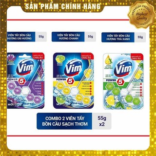 Combo 2 Vĩ Viên Vệ sinh bồn cầu VIM POWER 5 sạch khuẩn thơm mát 55g