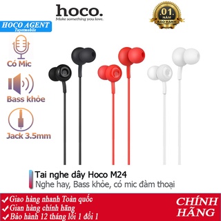 Tai nghe nhét tai Hoco M24 nghe hay có mic đàm thoại, dây dài 1.2m, Jack cắm 3.5mm - Chính hãng