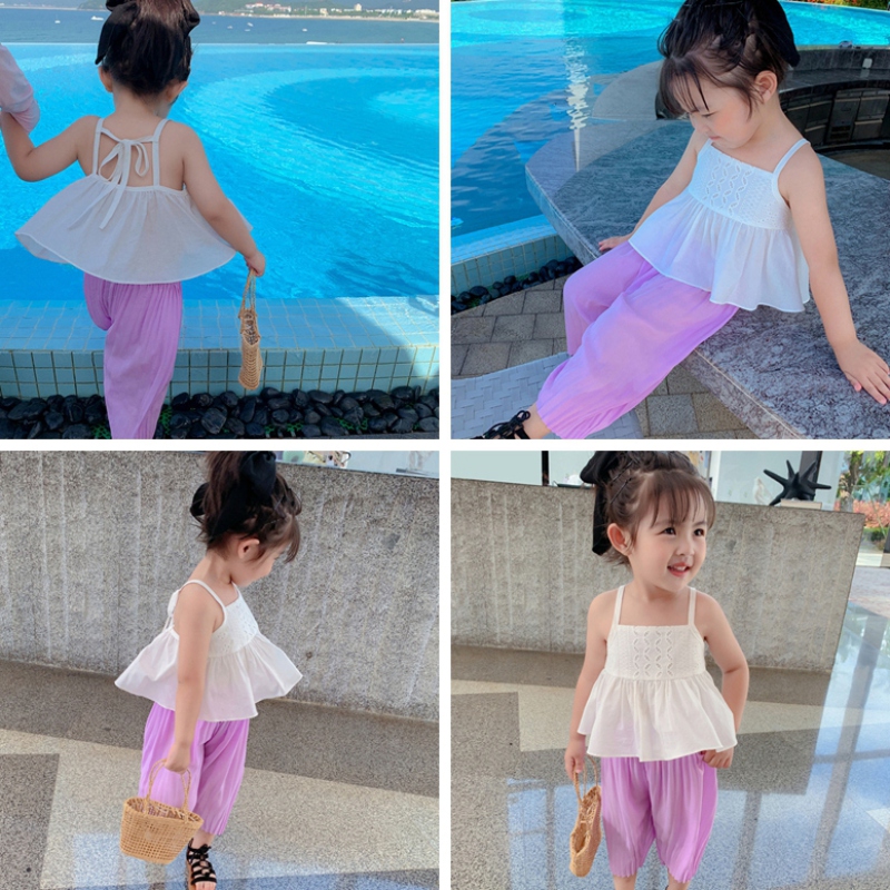 Áo Hai Dây Màu Trơn Mát Mẻ Thoải Mái Cho Bé Gái