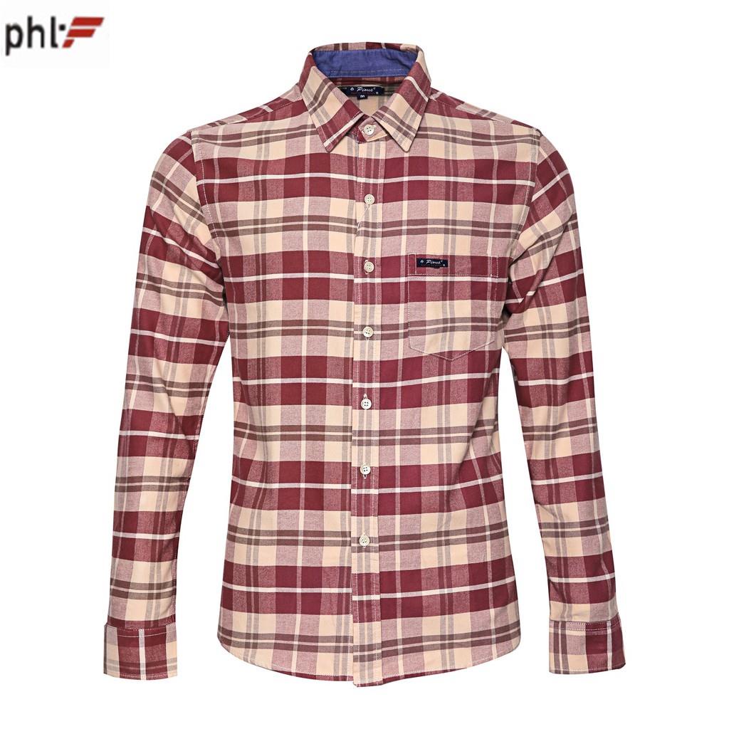 Áo sơ mi nam caro cao cấp dài tay phl SM01 (đỏ, xanh) siêu rẻ