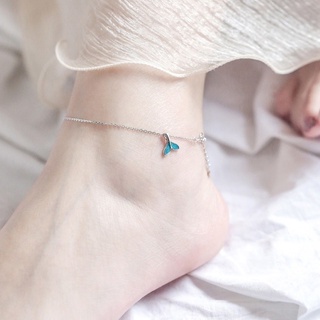 Xj-xj-simple and dreamy Mắt Cá Chân mini Kiểu Đuôi Cá Màu Xanh Dương Dễ Thương Cho Nữ Sinh 210807