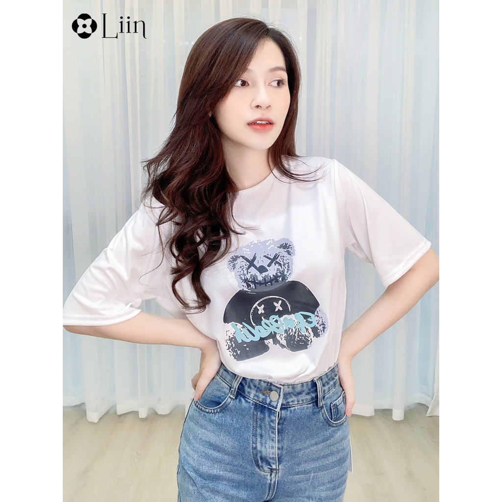 Áo Phông tay lỡ dáng unisex form rộng in hình Gấu Chữ nhiều màu sắc cá tính Liin Clothing A2168