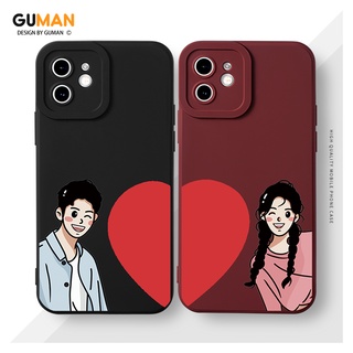 Ốp lưng GUMAN silicon mềm đen chống bẩn viền vuông nam nữ yêu nhau hoạt hình cặp đôi dễ thương đẹp ngộ nghĩnh cho Iphone 14 13 12 11 Pro Max SE 2020 X XR XS 8 7 ip 6S 6 Plus kute XYI607