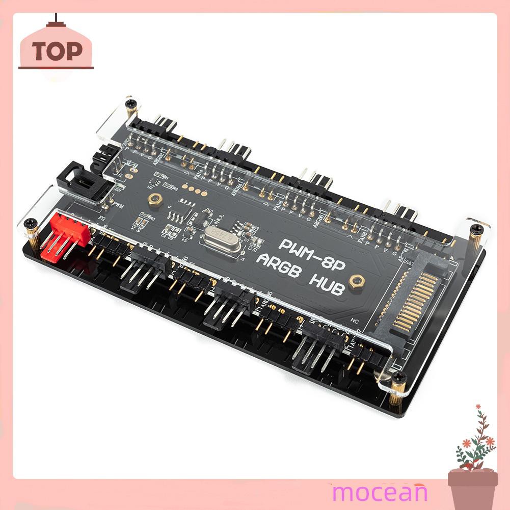 Bộ Chia Nguồn Sata 1 Sang 8 Quạt 12v 4 Pin Pwm Argb