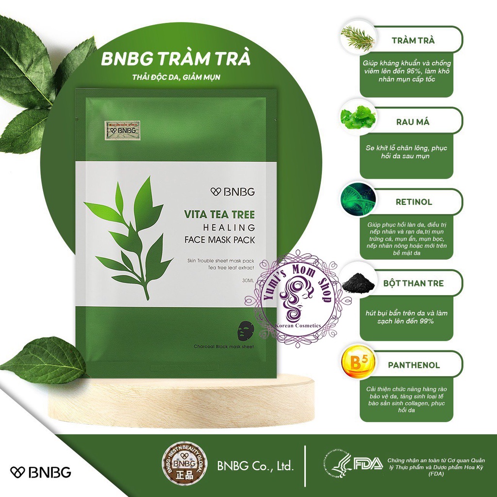 (Mua 1 hộp tặng 1 băng đô) Mặt nạ BNBG Vita Tea Tree Healing Face mask