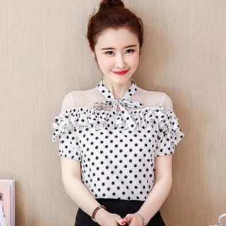 Áo chấm bi buộ nơ