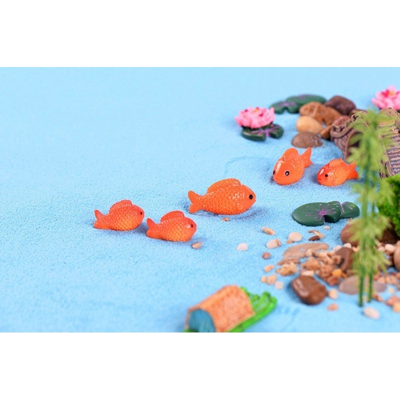 Set 10 mô hình cá / sen trang trí sân vườn