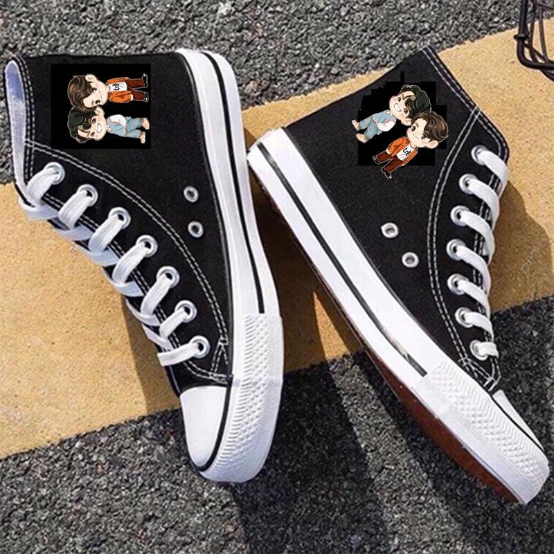 Giày thể thao cổ cao in hình nhân vật BRIGHTWIN 2gether BL Thái Lan size nam nữ 35 - 44 thời trang anime chibi