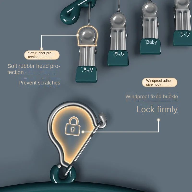 Giá Đỡ 10 Kẹp Phơi Quần Áo Chống Gió Bằng Thép Không Gỉ