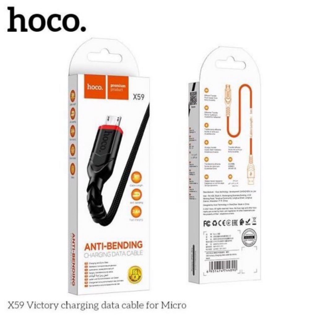 Cáp sạc nhanh Hoco X59, dây sạc bọc dù chống đứt gãy gập cho Android Micro – KYWI SHOP