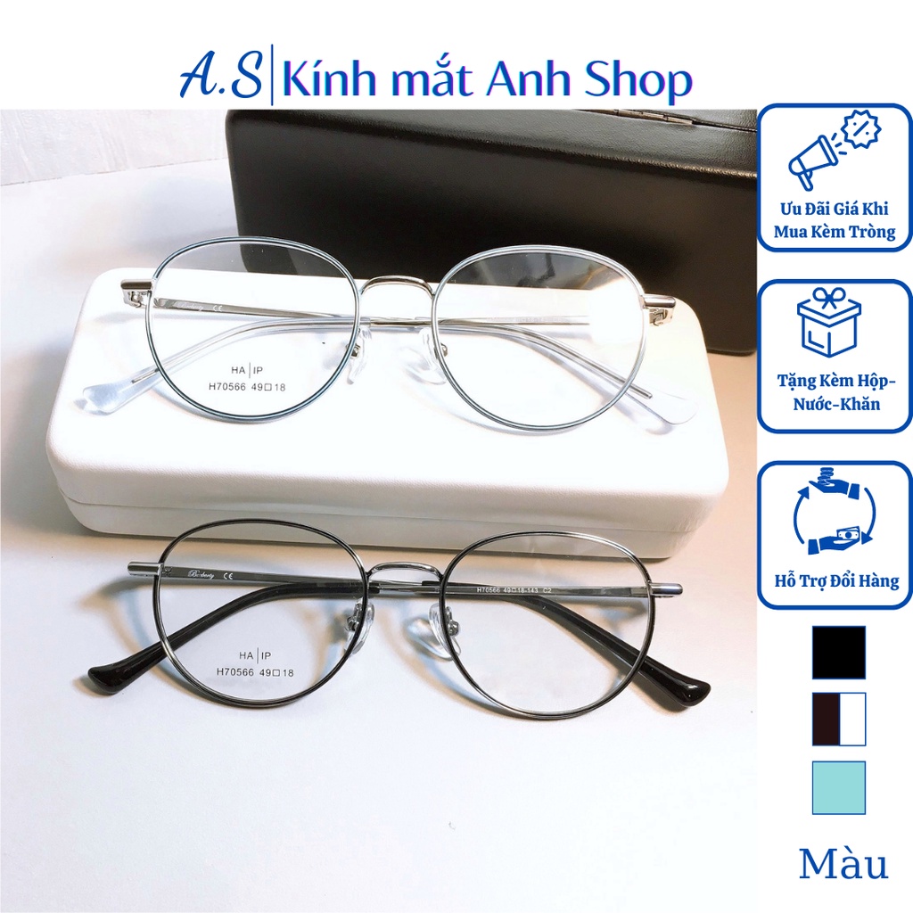 Gọng kính tròn kiểu bé cho người mặt nhỏ chất liệu kim loại bền thời trang thanh lịch 70566