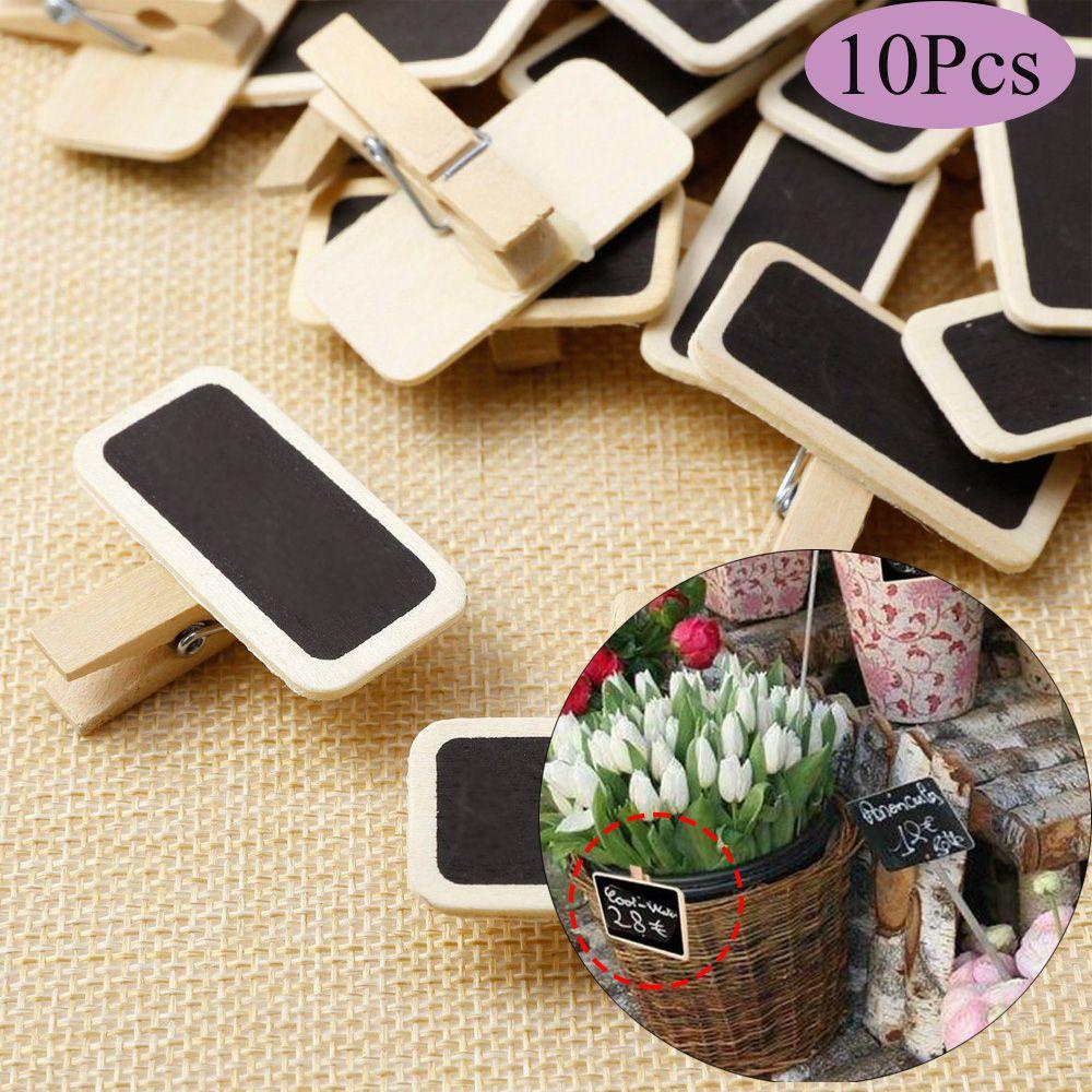 Set 10 Bảng Đen Viết Phấn Mini Bằng Gỗ Dùng Để Trang Trí Vườn DIY