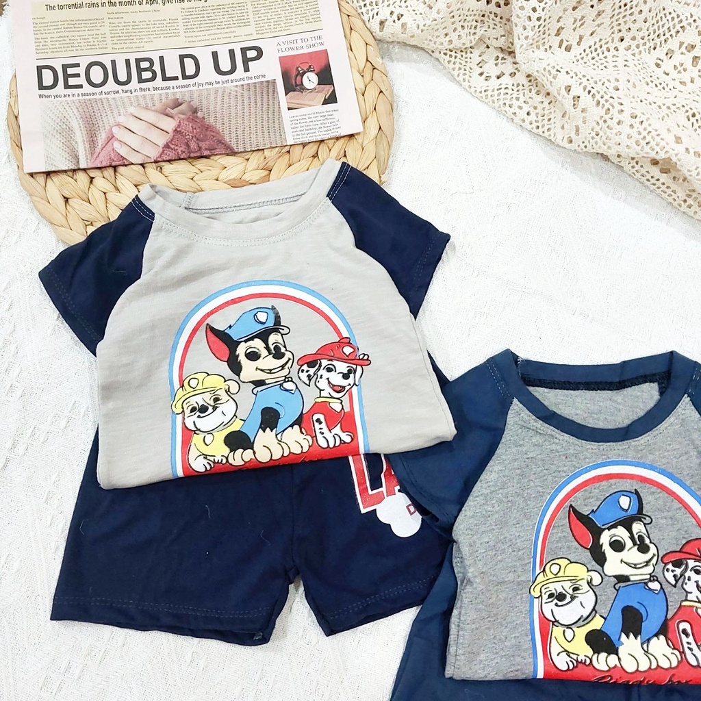 (8-18kg) Đồ bộ bé trai AM904 - bộ quần áo bé trai cộc tay chú chó cứu hộ TTR300