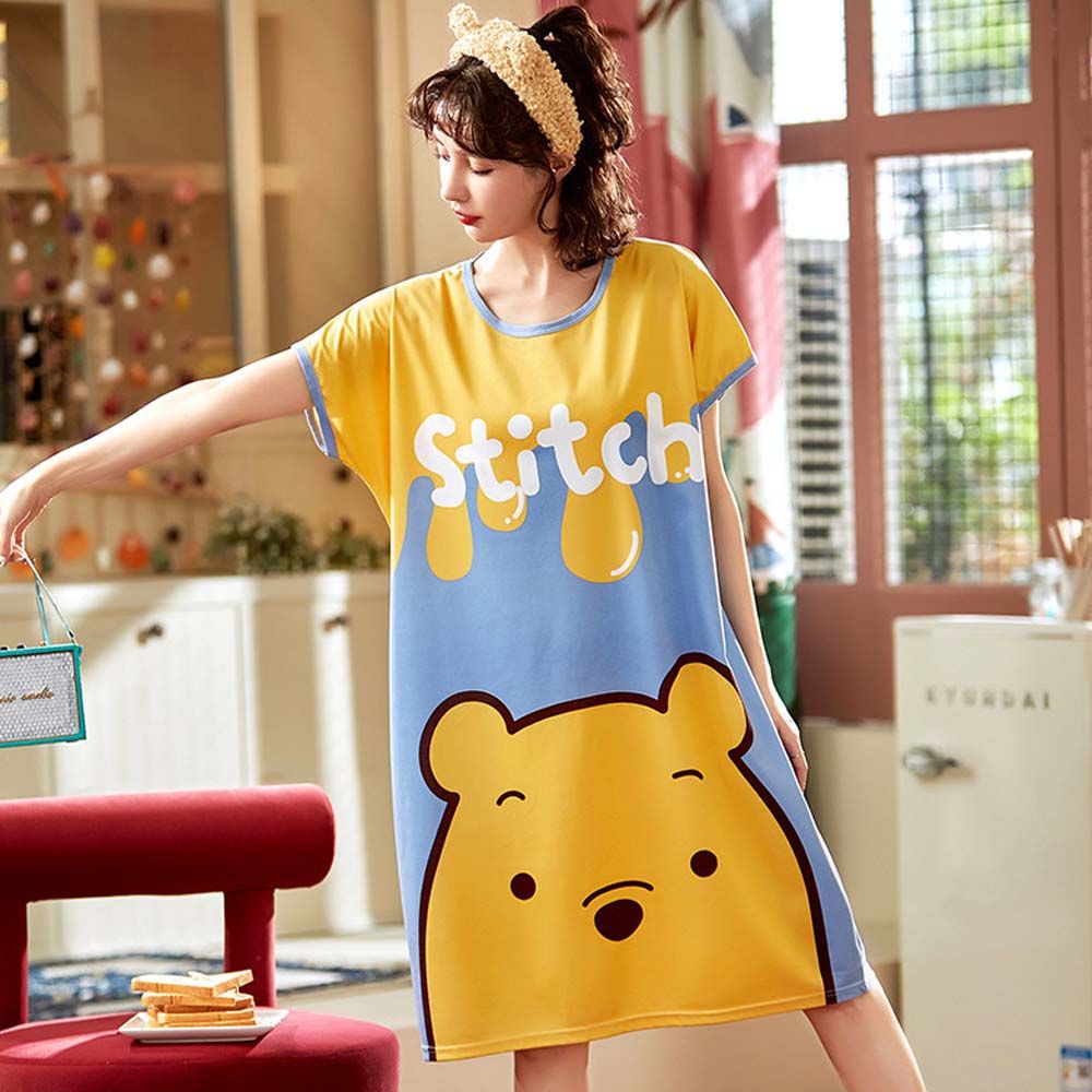Bộ Đầm Ngủ 2 Món Dáng Rộng In Họa Tiết Hoạt Hình Doraemon / Gấu / Doraemon Dễ Thương Thời Trang Mùa Hè Cho Nữ