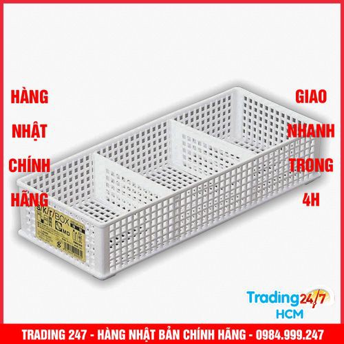 [Giao hàng HCM - 4h ] Khay đựng vật dụng chia ngăn dạng lưới màu trắng INOMATA - Nội địa Nhật Bản