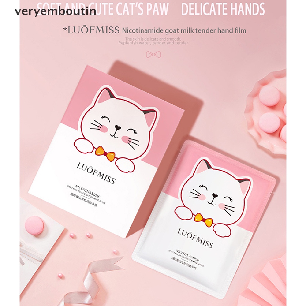 [Hàng mới về] Mặt nạ cho tay chứa sữa dê trẻ hóa da tay tẩy tế bào chết vết chai hình bàn chân mèo