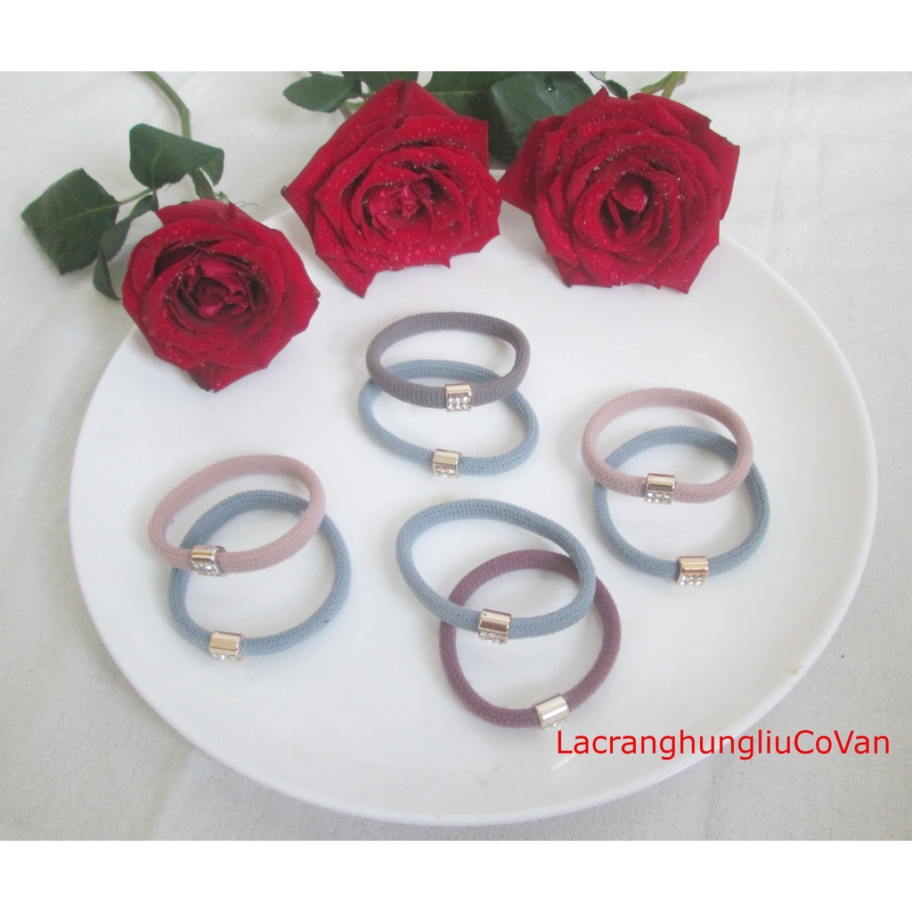 Dây buộc, cột tóc loại trơn đính đá , siêu đơn giản sang trọng và dễ thương