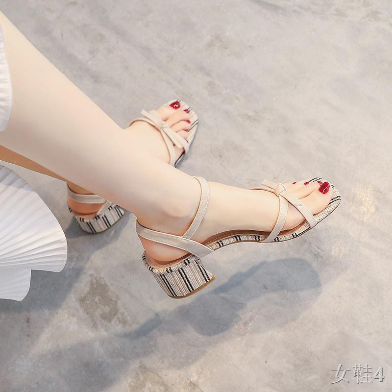 Sandal Nữ Thời Trang Chính hãng Da Zi Ni Giày cao gót trẻ em Hàng trăm dày với dép cổ tích mùa hè mặc 2021 MỚI5