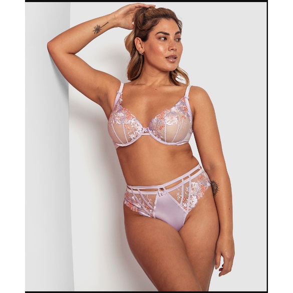 Áo ngực unlined Bra n things xuất Úc màu TÍM NHẠT họa tiết hoa văn - sz 34E